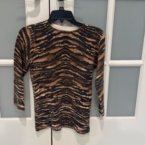 Talbots animal print cashmere fitted sweater
